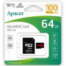 APACER Tarjeta de Memoria Micro Sc 64GB con Adaptador / Clase 10 / 100MBS