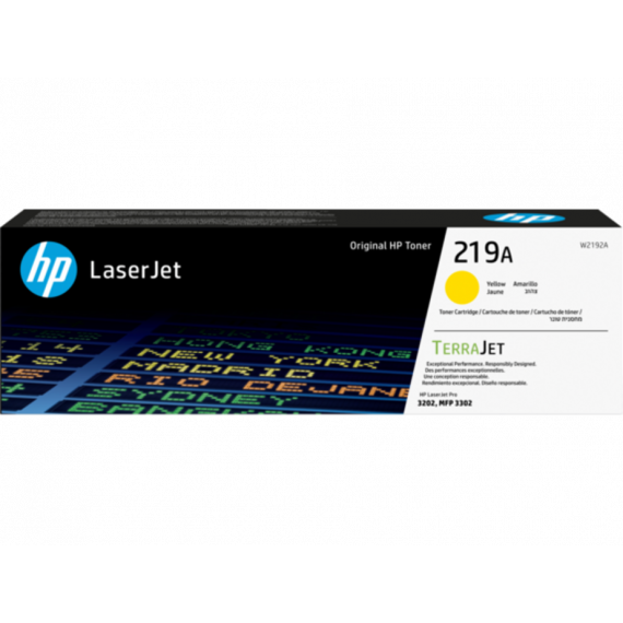 Tóner Original HP 219A Amarillo para LaserJet Pro 3202DW 3302FDN 3202DN (W2192A)