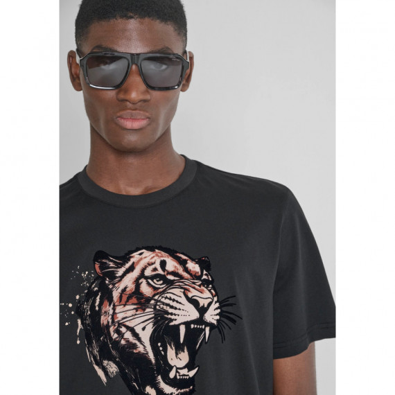 Camiseta regular fit de punto de algodón con estampado de tigre de Antony Morato