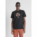 Camiseta regular fit de punto de algodón con estampado de tigre de Antony Morato