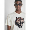 Camiseta regular fit de punto de algodón con estampado de tigre de Antony Morato