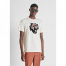 Camiseta regular fit de punto de algodón con estampado de tigre de Antony Morato