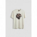 Camiseta regular fit de punto de algodón con estampado de tigre de Antony Morato