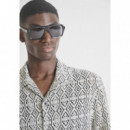 Camisa relaxed fit de mezcla de algodón con elaboración jacquard y estampado geométrico de Antony Morato