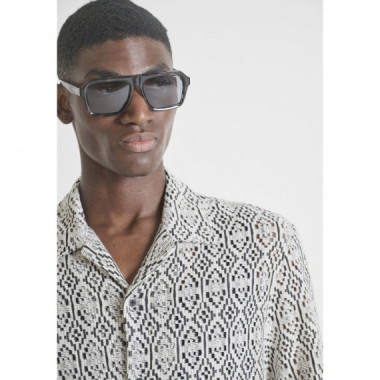 Camisa relaxed fit de mezcla de algod&oacute;n con elaboraci&oacute;n jacquard y estampado geom&eacute;trico de Antony Morato