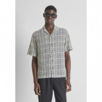 Camisa Relaxed Fit de Mezcla de Algodón con Elaboración Jacquard y Estampado Geométrico de ANTONY MORATO