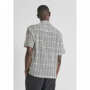 Camisa relaxed fit de mezcla de algodón con elaboración jacquard y estampado geométrico de Antony Morato