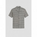 Camisa relaxed fit de mezcla de algodón con elaboración jacquard y estampado geométrico de Antony Morato