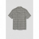Camisa relaxed fit de mezcla de algodón con elaboración jacquard y estampado geométrico de Antony Morato
