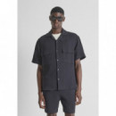 Camisa relaxed fit «nairobi» de algodón de tacto suave con efecto waffle de Antony Morato