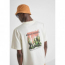 Camiseta relaxed fit de punto de algodón con estampado cactus beachwear de Antony Morato