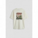 Camiseta relaxed fit de punto de algodón con estampado cactus beachwear de Antony Morato