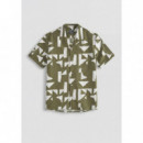 Camisa regular straight fit «honululu» de mezcla de algodón y viscosa con estampado geométrico de Antony Morato