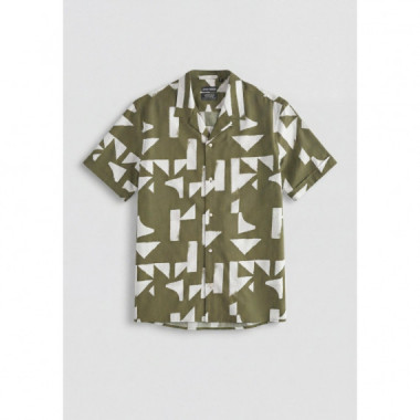 Camisa regular straight fit &laquo;honululu&raquo; de mezcla de algod&oacute;n y viscosa con estampado geom&eacute;trico de Antony Morato