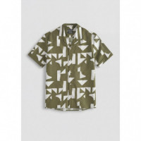Camisa Regular Straight Fit «honululu» de Mezcla de Algodón y Viscosa con Estampado Geométrico de ANTONY MORATO