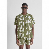 Camisa Regular Straight Fit «honululu» de Mezcla de Algodón y Viscosa con Estampado Geométrico de ANTONY MORATO