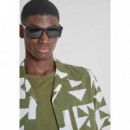 Camisa regular straight fit «honululu» de mezcla de algodón y viscosa con estampado geométrico de Antony Morato