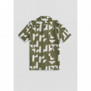 Camisa regular straight fit «honululu» de mezcla de algodón y viscosa con estampado geométrico de Antony Morato