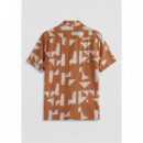 Camisa regular straight fit «honululu» de mezcla de algodón y viscosa con estampado geométrico de Antony Morato