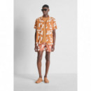 Camisa regular straight fit «honululu» de mezcla de algodón y viscosa con estampado geométrico de Antony Morato