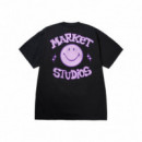 Camisetas Hombre Camiseta MARKET STUDIOS Smiley Old School Black