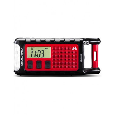 MIDLAND Radio Portatil BLUETOOTH ER300 Pro Roja/negra de Emergencia Solar,dynamo,recargable