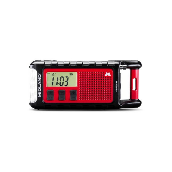 MIDLAND Radio Portatil BLUETOOTH ER300 Pro Roja/negra de Emergencia Solar,dynamo,recargable