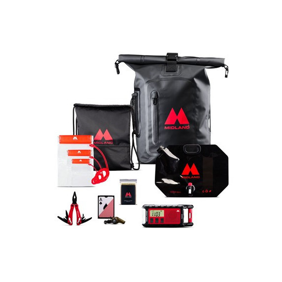 MIDLAND Kit de Emergencia Mochila Impermeable con Radio ER300,BATERIA Externa Etc... Backpack C1726