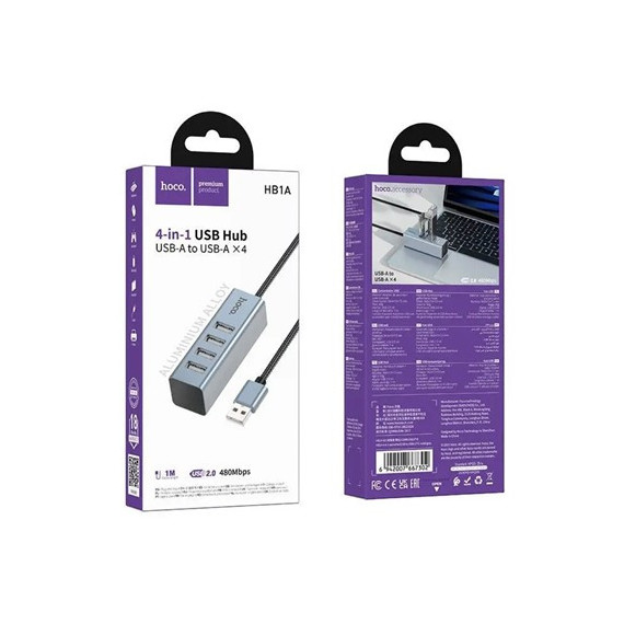 HOCO Hub Usb A 4xUsb HB1A