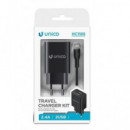 UNICO Cargador Red 2xUsb+Cable Datos Lightning HC1165 Negro 2.4A fireproof material