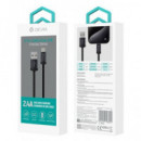 DEVIA Cable Datos Lightning a Usb A 2Mtrs Negro