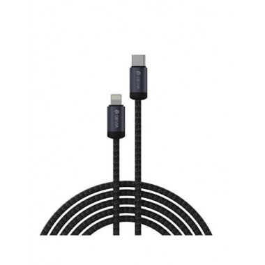 DEVIA Cable Datos TIpo C a LIghtning 27W 2Mtrs Nylon Negro