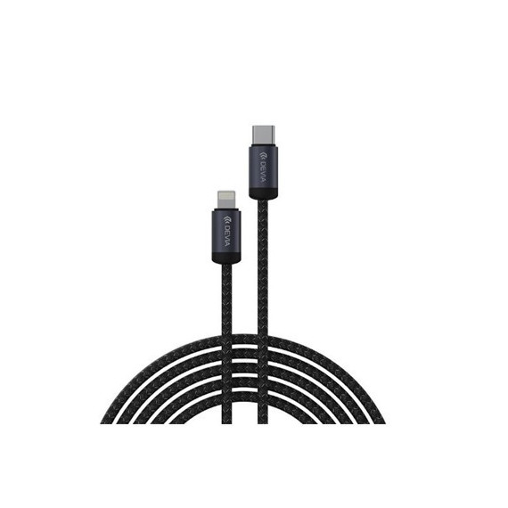 DEVIA Cable Datos TIpo C a LIghtning 27W 2Mtrs Nylon Negro
