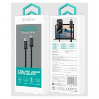 DEVIA Cable Datos Tipo C M/m 60W Nylon 2MTRS Negro