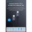 DEVIA Cable Datos Tipo C M/m 60W Nylon 2MTRS Negro