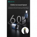 DEVIA Cable Datos Tipo C M/m 60W Nylon 2MTRS Negro