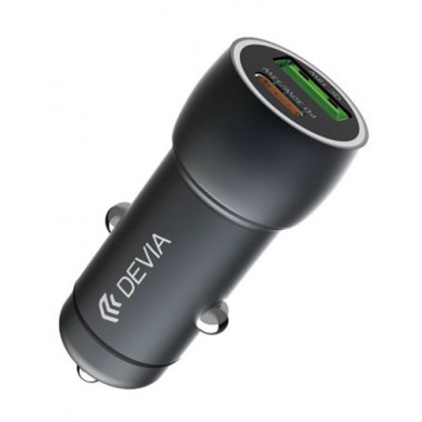 DEVIA Cargador Coche TIpo C+Usb A 48W Negro