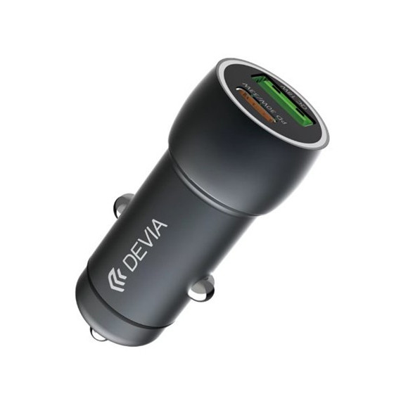 DEVIA Cargador Coche TIpo C+Usb A 48W Negro