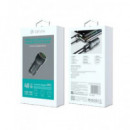 DEVIA Cargador Coche TIpo C+Usb A 48W Negro