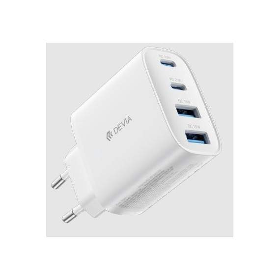 DEVIA Adaptador Corriente 2xUsb A+2xTIpo C 40W Blanco