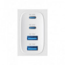 DEVIA Adaptador Corriente 2xUsb A+2xTIpo C 40W Blanco