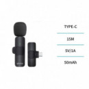 UNICO Microfono MP6037  HD BLUETOOTH Dinámico Lavalier Tipo-c Denoise Pinza Clip Negro