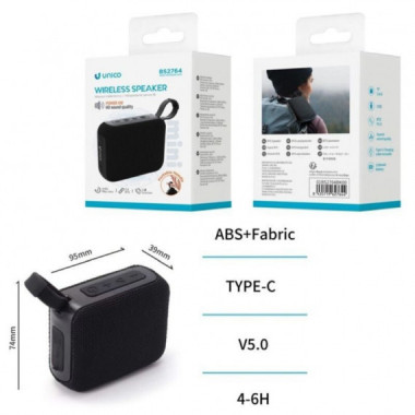 UNICO Altavoz BS2764 BLUETOOTH 5.0 5W Mini Portable 9CM Tela Tipo-c Negro