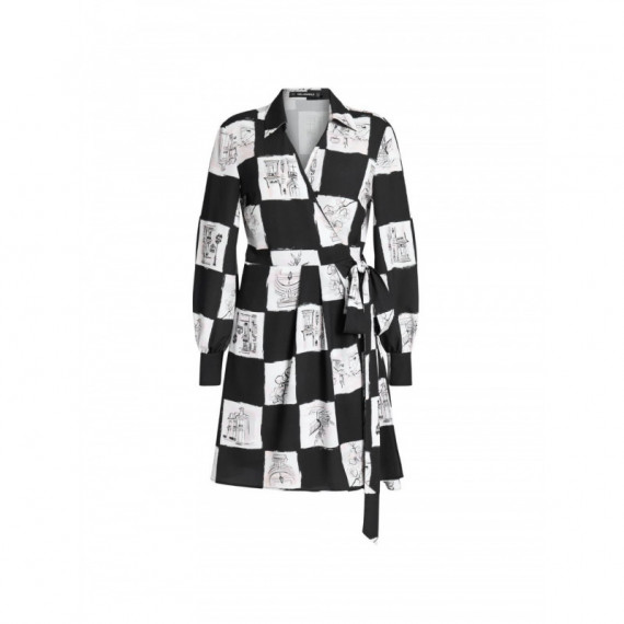 KARL LAGERFELD - Printed Fluid Wrap Dress - A48 - B3W13028/A48