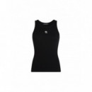 KARL LAGERFELD - Ikon Ribbed Tank Top - 999 - B2W17099/999