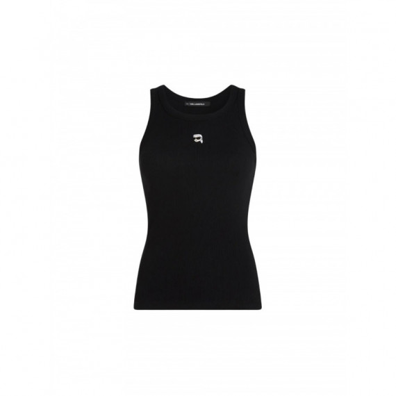 KARL LAGERFELD - Ikon Ribbed Tank Top - 999 - B2W17099/999