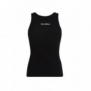 KARL LAGERFELD - Ikon Ribbed Tank Top - 999 - B2W17099/999