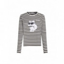 KARL LAGERFELD - Ikon Aquarelle C Lslv Top - 1VE - B3W17043/1VE