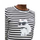 KARL LAGERFELD - Ikon Aquarelle C Lslv Top - 1VE - B3W17043/1VE