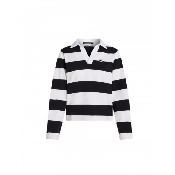 KARL LAGERFELD - Ikon Stripe Lslv Polo - A44 - B3W17041/A44